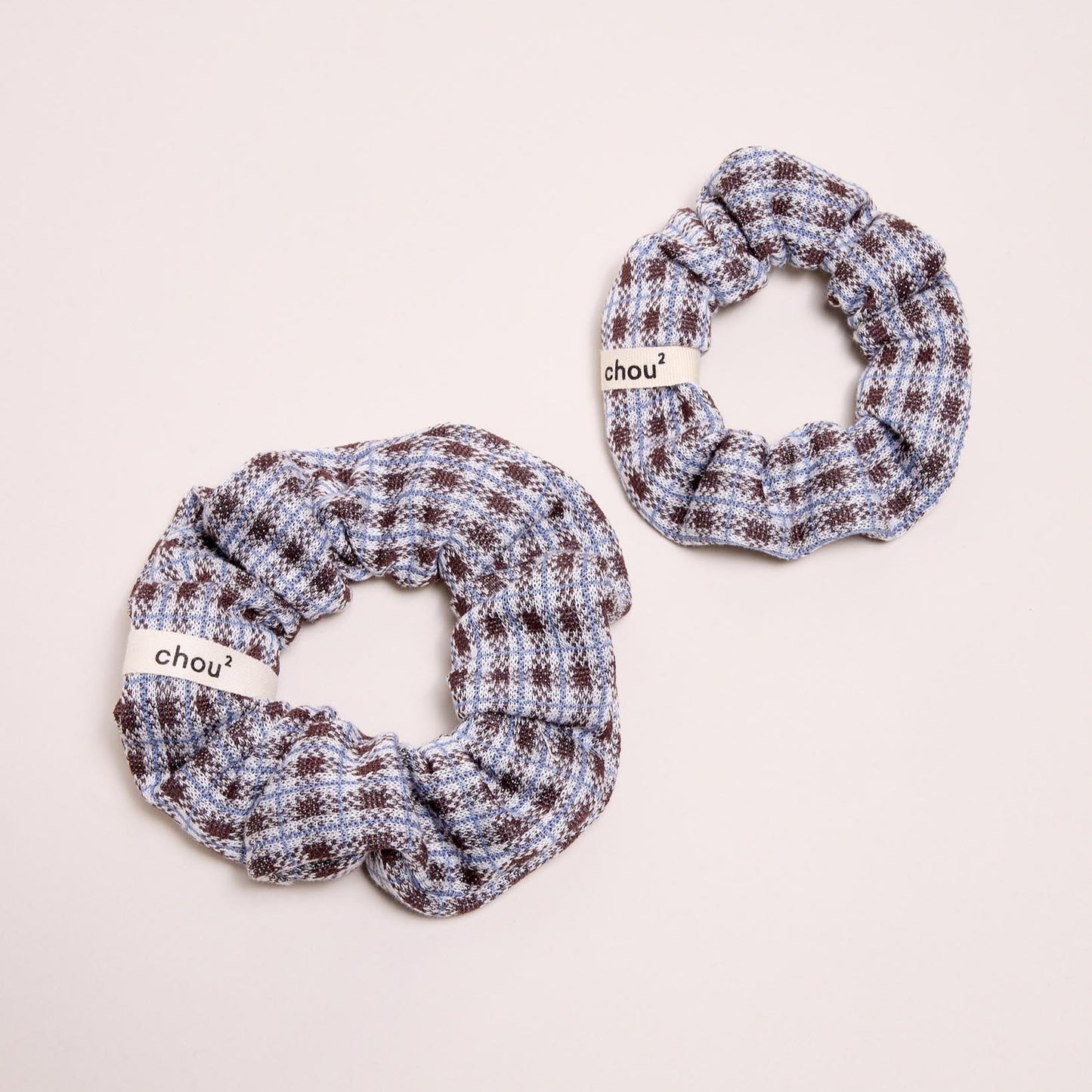 chouchou-carreau-bleu-marron-ecoresponsable
