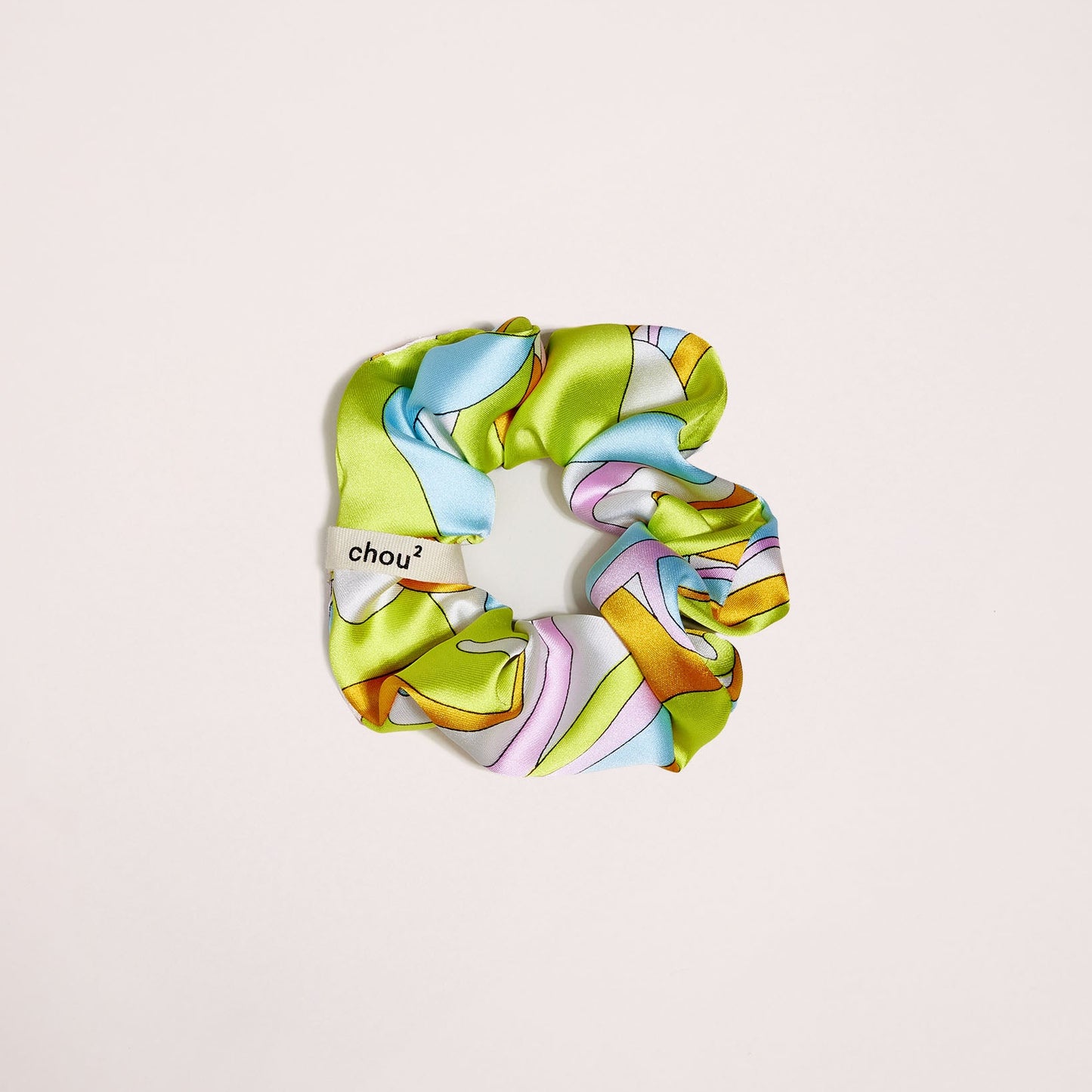gros-chouchou-satin-motifs-vert-ecoresponsable