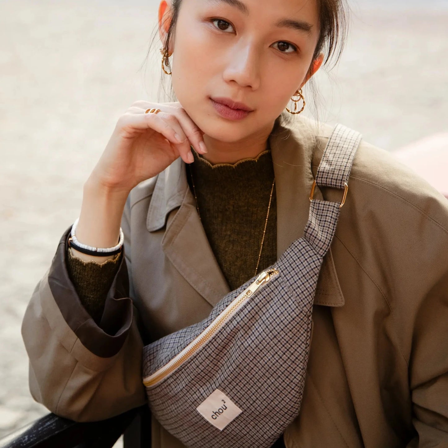 banane-tweed-gris-carreau-sac