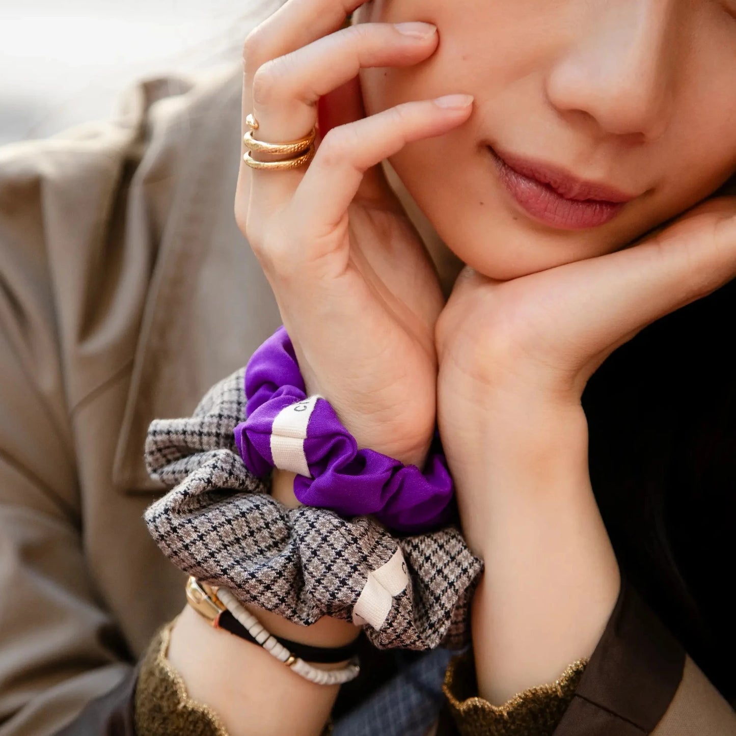 chouchou-soie-violet-upcycling-france