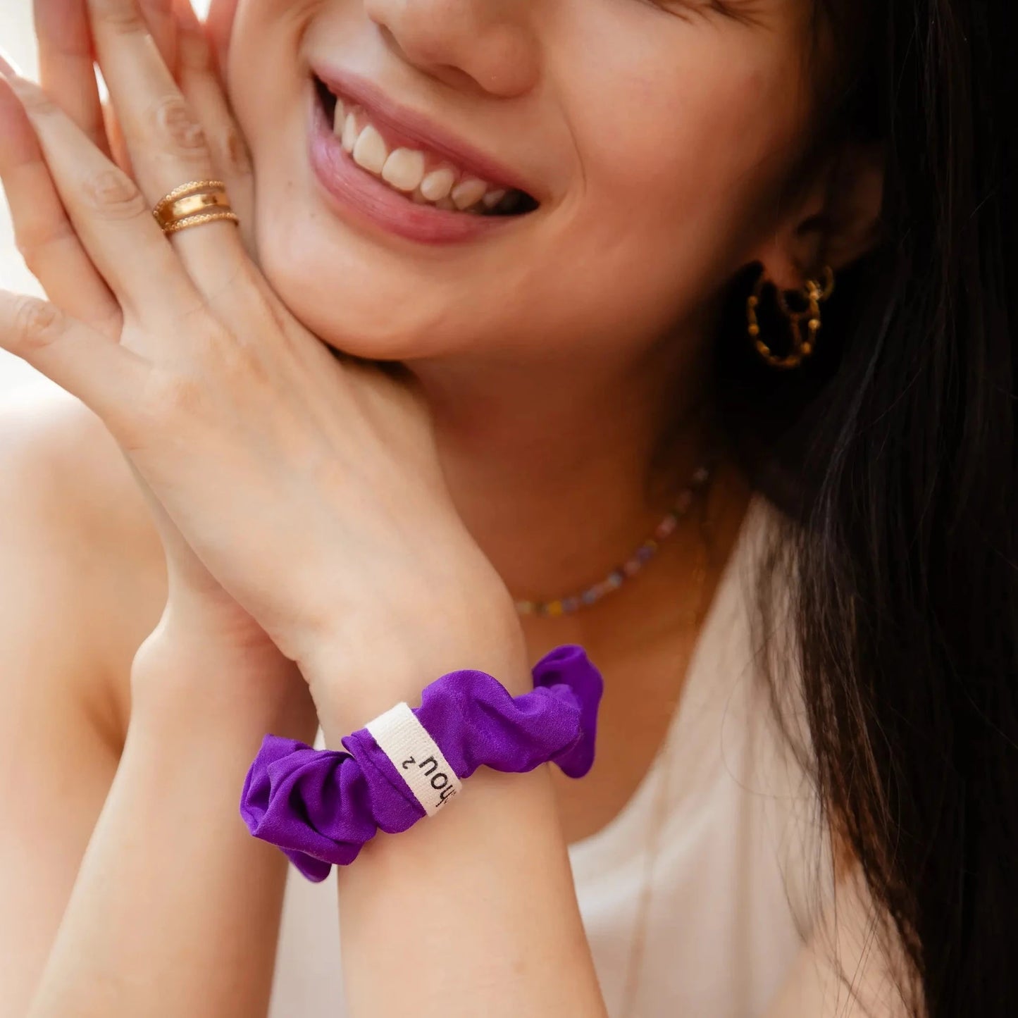 chouchou-soie-violet-upcycling-france