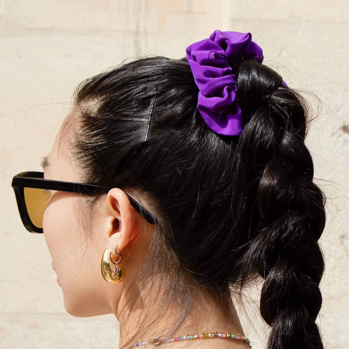 chouchou-soie-violet-upcycling-france