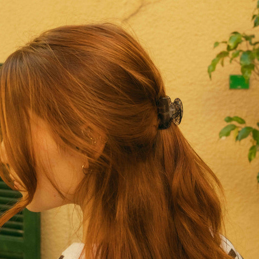 mini pince cheveux transparente dentelle noire