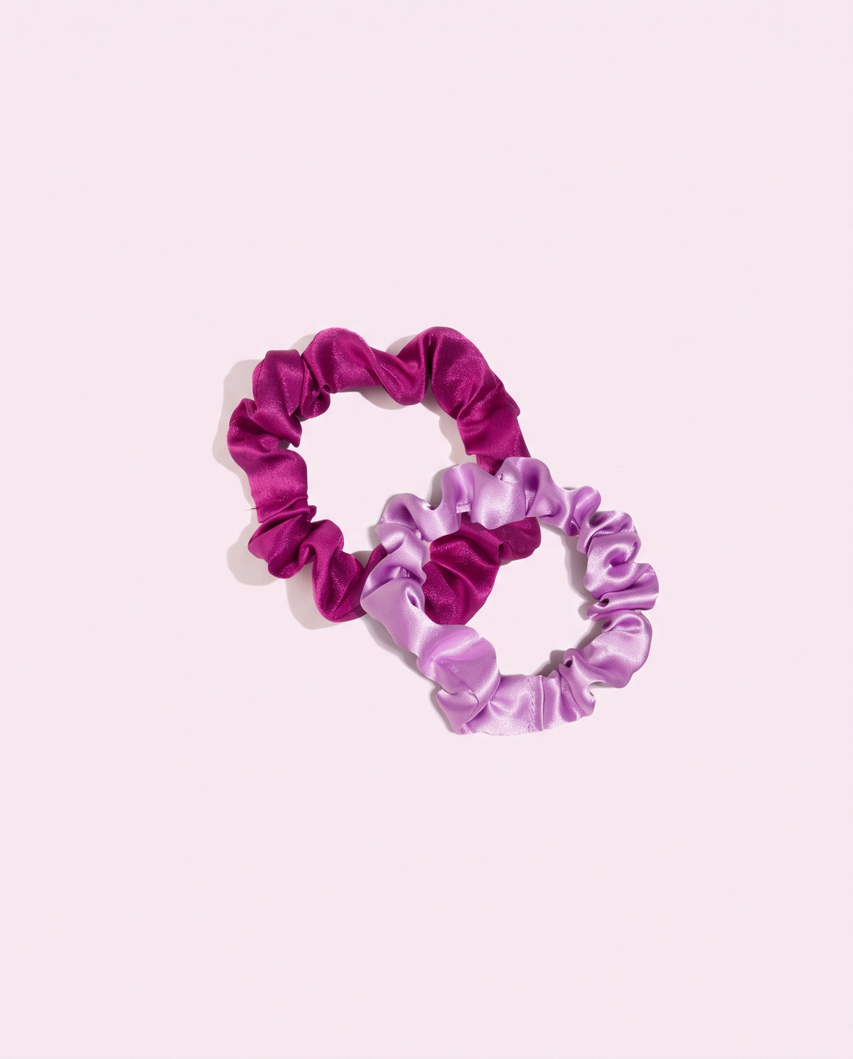 Duo de minis chouchous satin vieux rose et satin violet