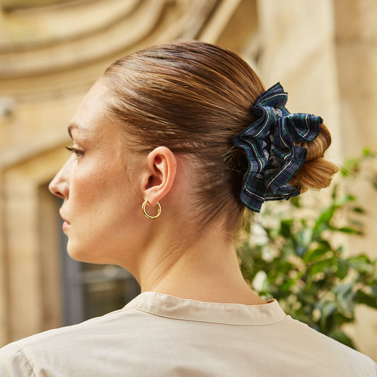 Maxi chouchou tartan bleu et vert - bord bleu