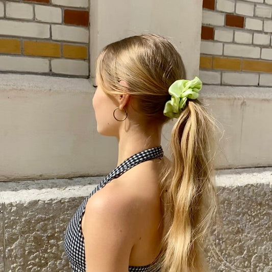 chouchou-soie-vert-anis-upcycle