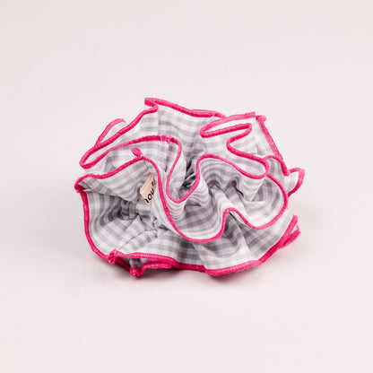 maxi chouchou vichy gris bordure rose