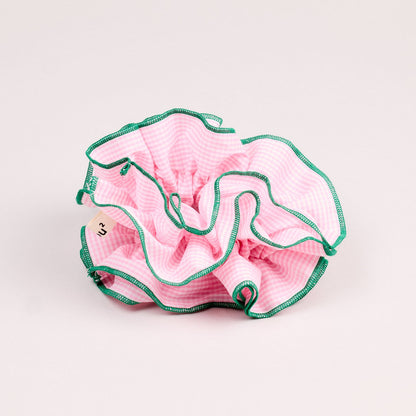 gros chouchou maxi vichy rose vert