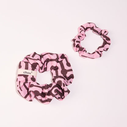 chouchou-motif-rose-marron-luxe-france