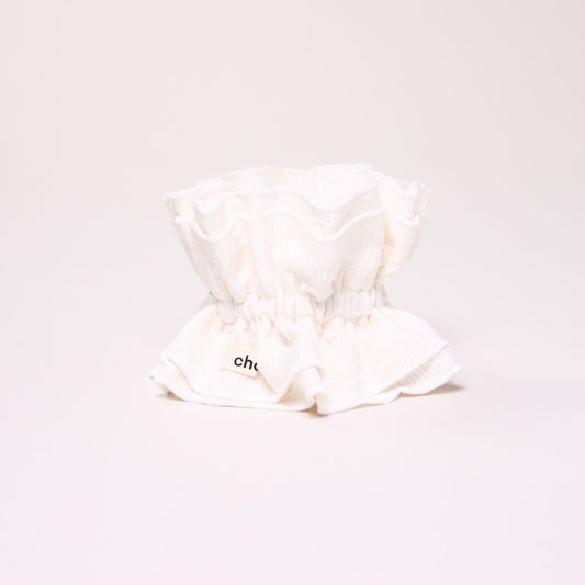 Maxi chouchou en Jacquard blanc texturé