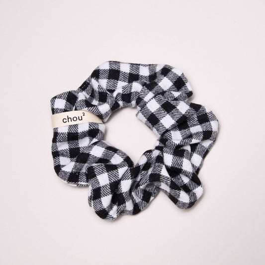 Chouchou grand carreau vichy blanc & noir