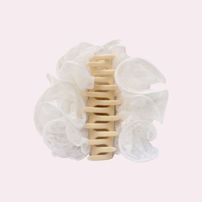 Maxi pince fleur en dentelle blanche