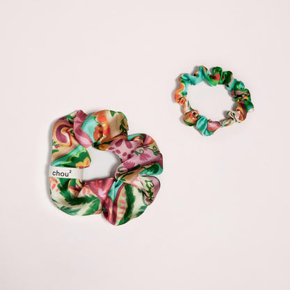 gros-chouchou-satin-motifs-vert-ecoresponsable