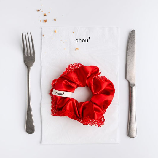 chouchou satin rouge dentelle france