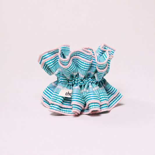 Maxi chouchou tartan vert / rose