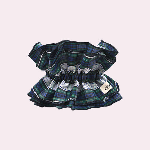 Maxi chouchou tartan bleu et vert - bord bleu