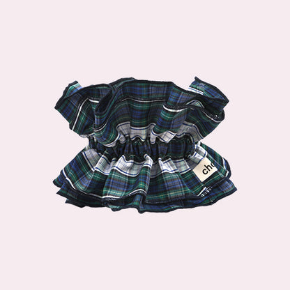 Maxi chouchou tartan bleu et vert - bord bleu