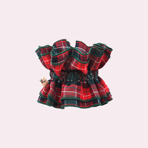 Maxi chouchou tartan rouge et vert - bord vert
