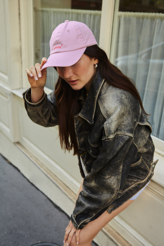 Casquette rose en toile