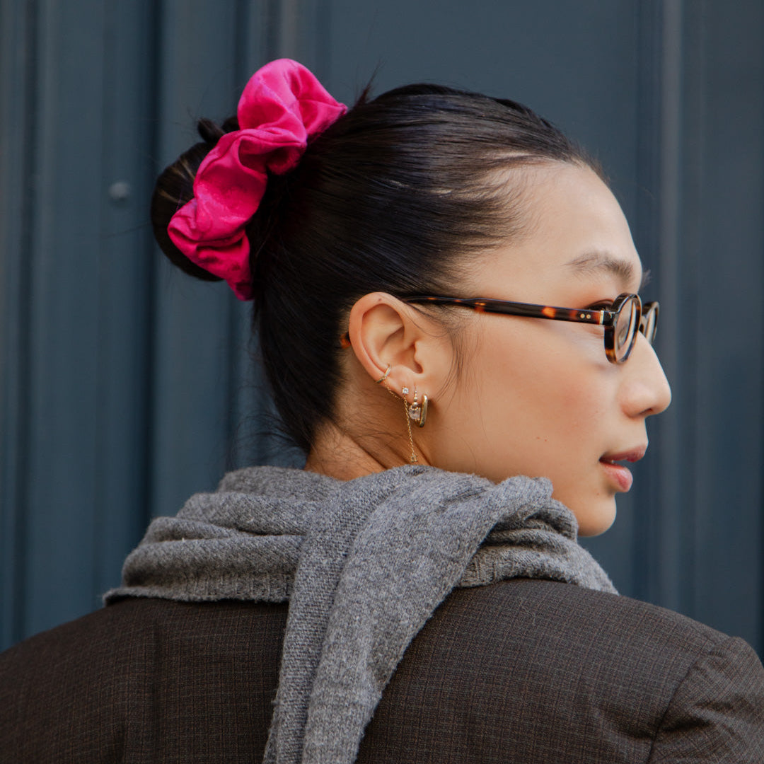 Chouchou en jacquard rose brillant