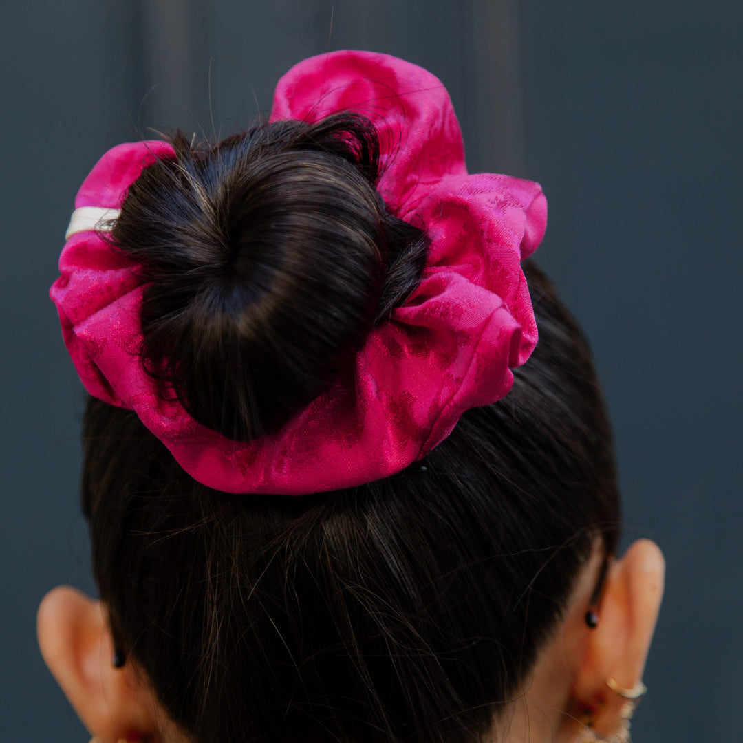 Chouchou en jacquard rose brillant