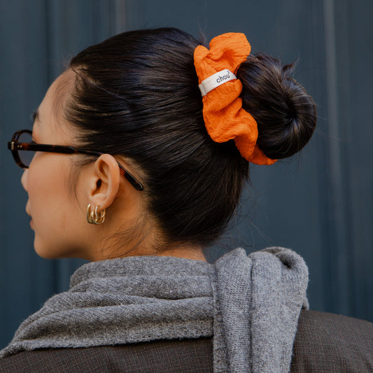 Chouchou en jacquard cloqué orange