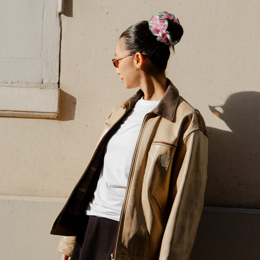 gros chouchou maxi vichy rose vert