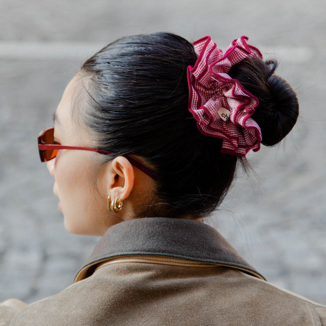 maxi chouchou bordeaux rouge carreaux vichy