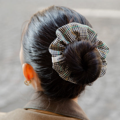 chouchou-motif-pied-poule-noir-vert-france