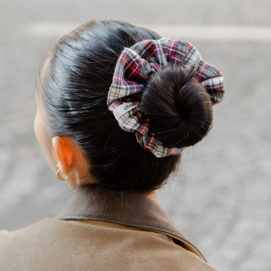 Mini chouchou tartan rouge
