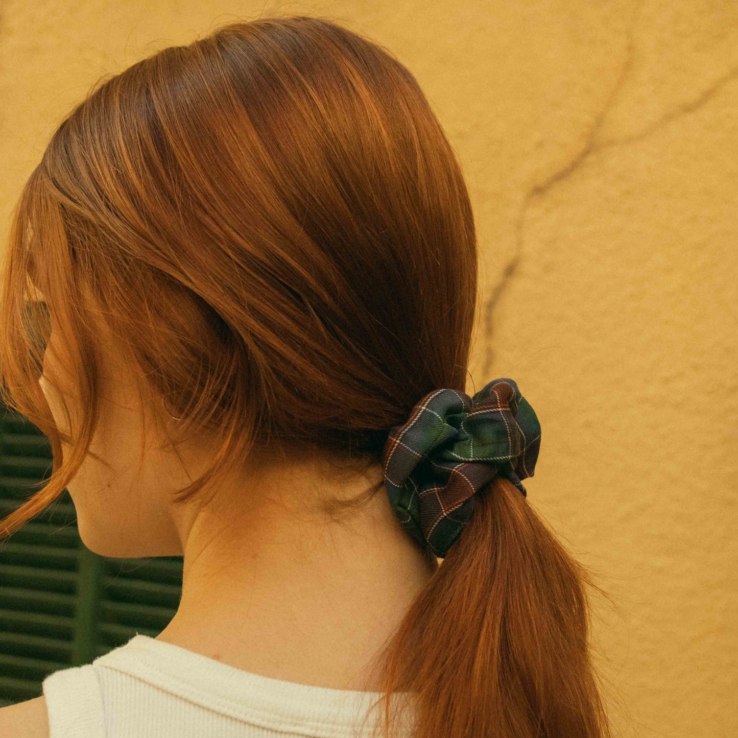 Chouchou tartan vert rouille