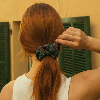 Chouchou tartan vert rouille