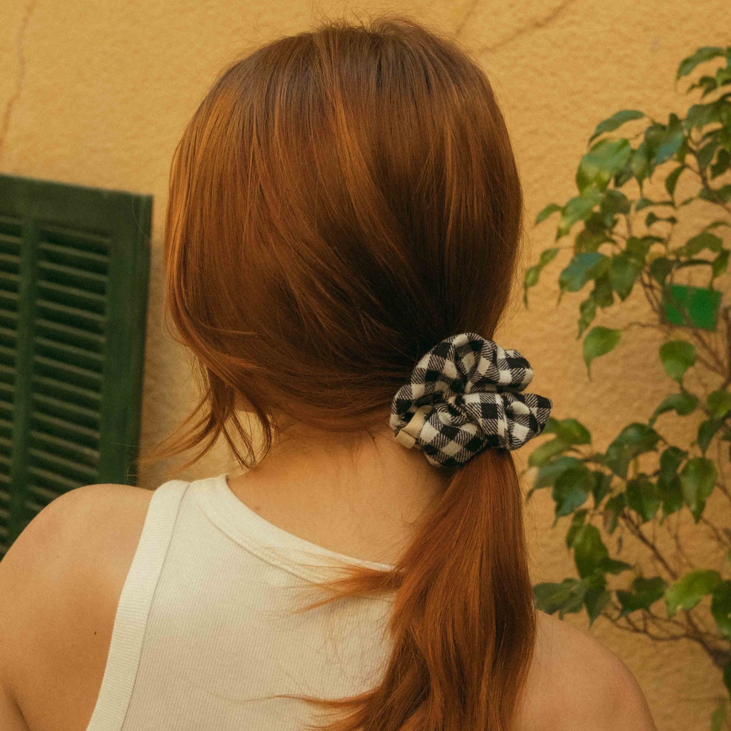 Chouchou grand carreau vichy blanc & noir