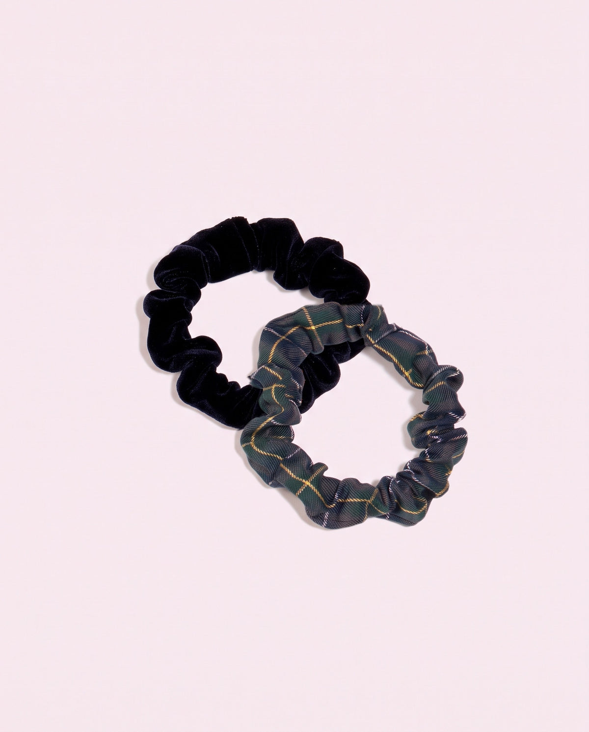 Duo de minis chouchous tartan vert et velours noir