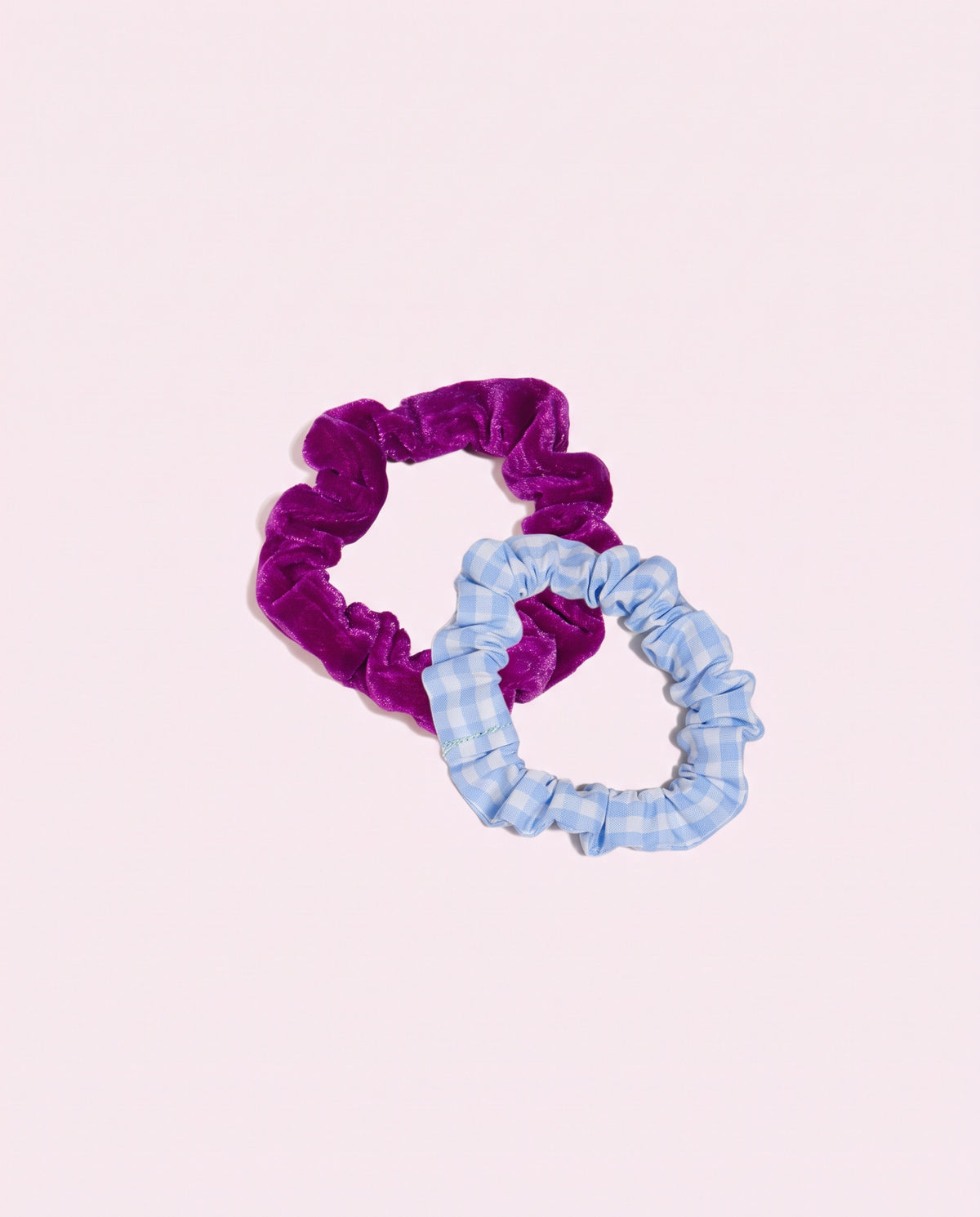 Duo de minis chouchous vichy bleu et velours violet