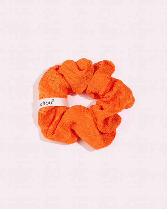 Grand chouchou en jacquard cloqué orange