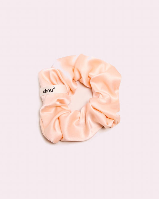 Grand chouchou en satin abricot