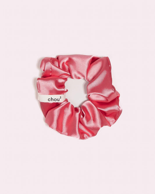 Grand chouchou en satin corail