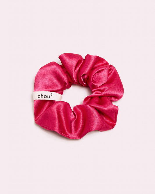Grand chouchou en satin framboise