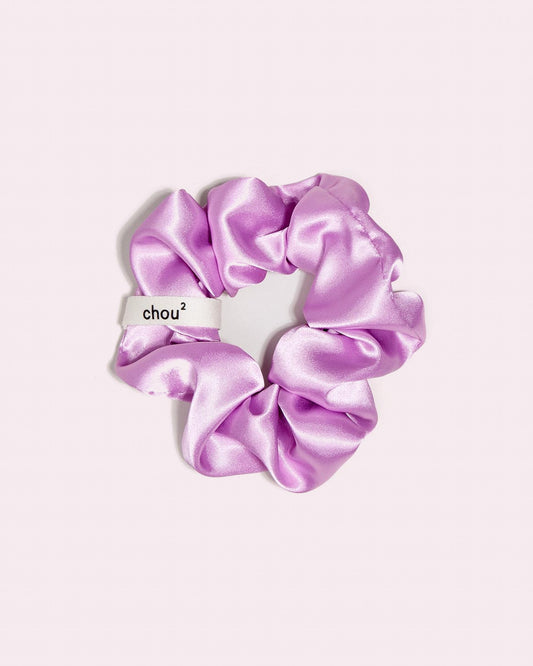Grand chouchou en satin vieux rose