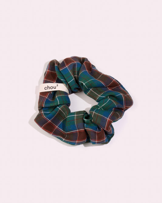 Grand chouchou tartan vert rouille