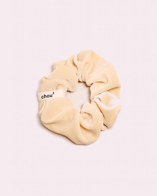 Grand chouchou en velours beige