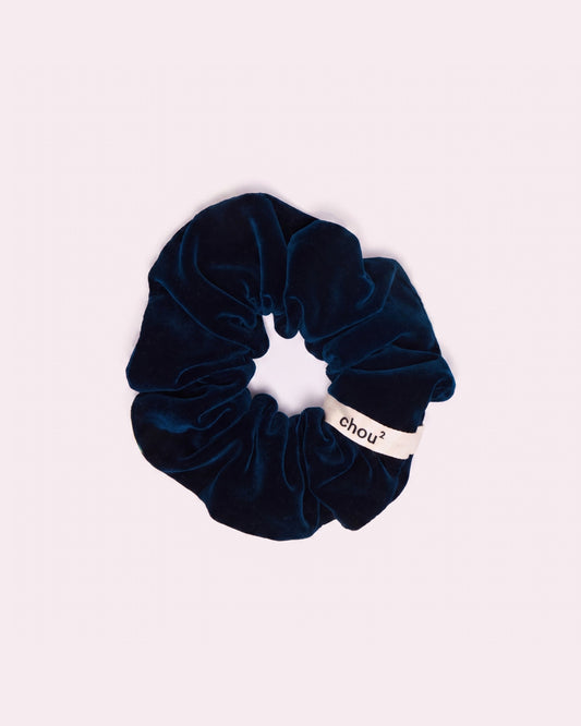 Grand chouchou en velours bleu nuit