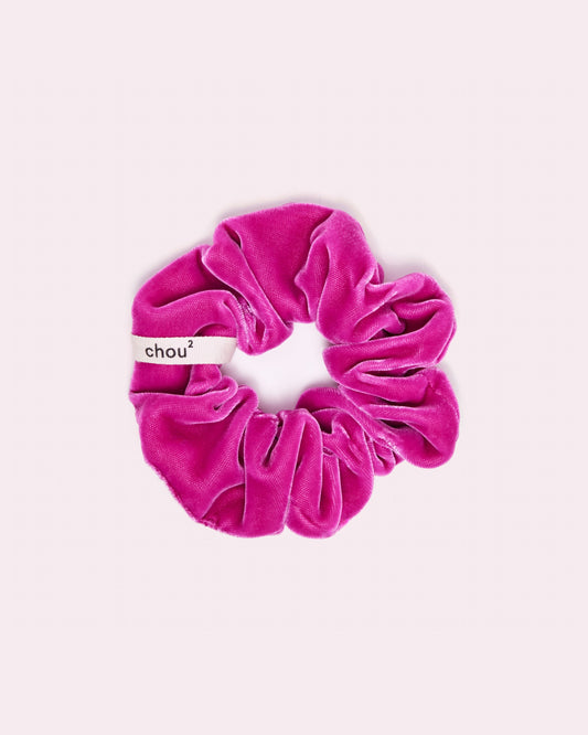 Grand chouchou en velours rose barbie