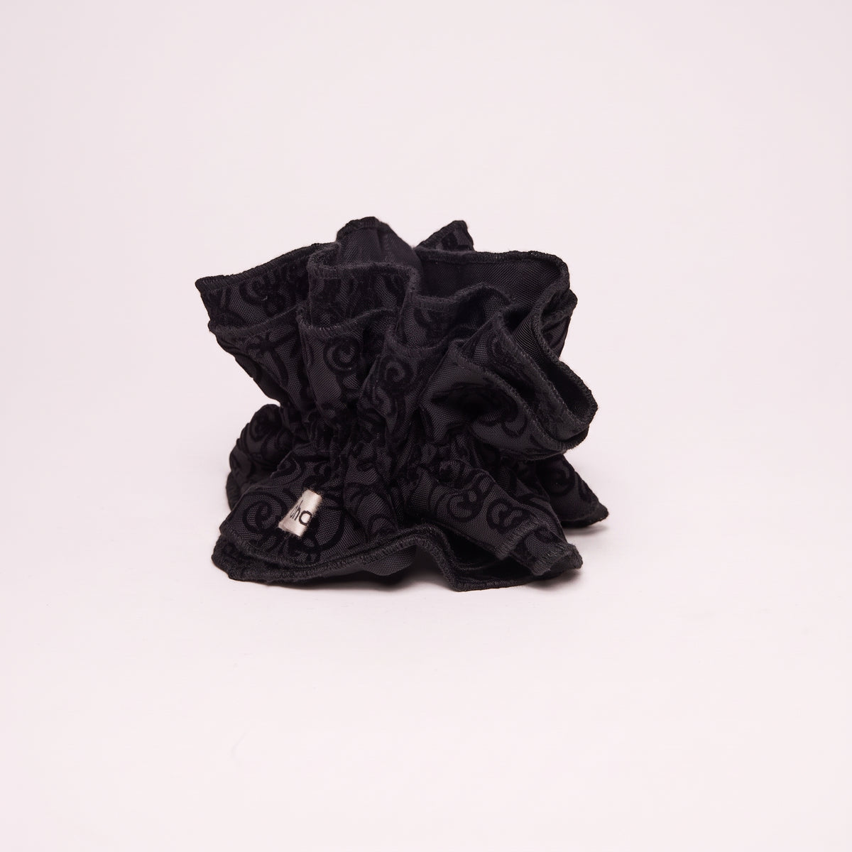 Maxi chouchou noir à motifs velours dévoré