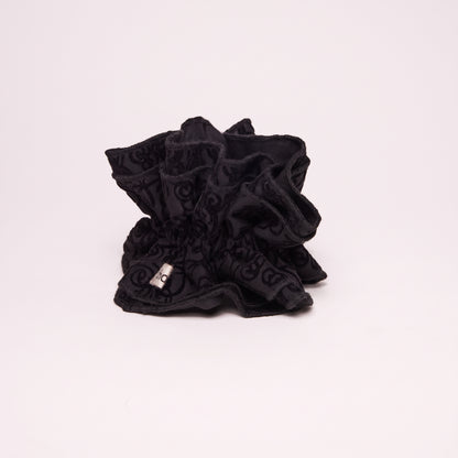 Maxi chouchou noir à motifs velours dévoré