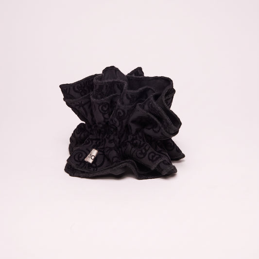 Maxi chouchou noir à motifs velours dévoré