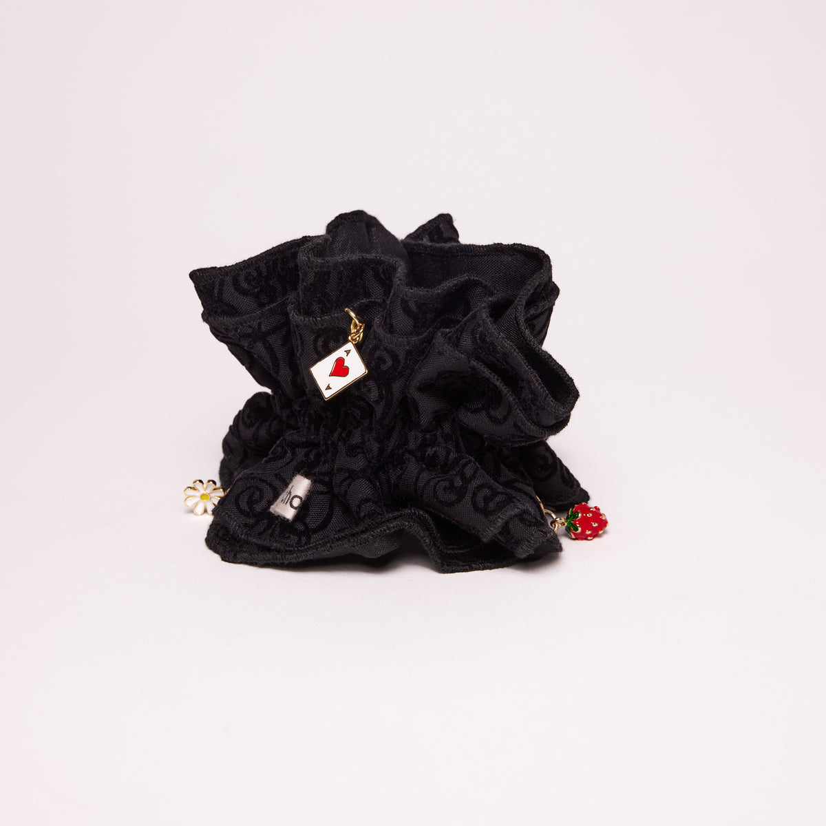 Maxi chouchou noir à motifs velours dévoré - personnalisable