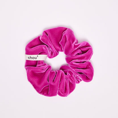 Chouchou en velours rose barbie