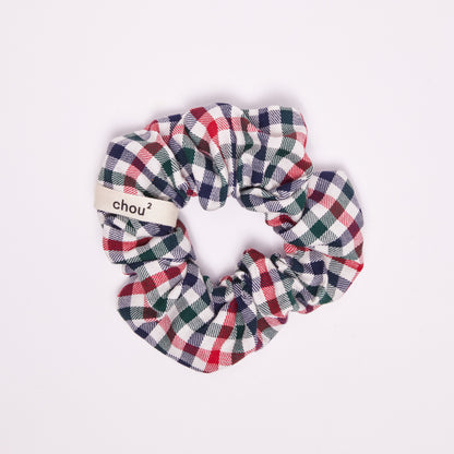 Chouchou vichy multicolore - bleu blanc rouge